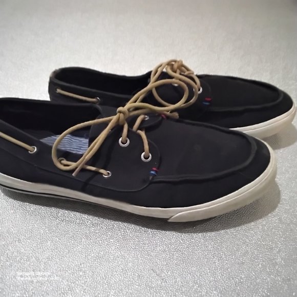 Men Tommy Hilfiger Navy Canvas Boat Shoes TMPHILO Fair/U/C Size 11 - Picture 4 of 6